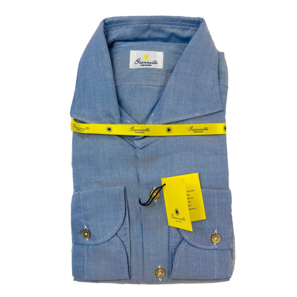 Giannetto Portofino Blue Lightweight Tencel Button Front Size 16.5/42 NWT